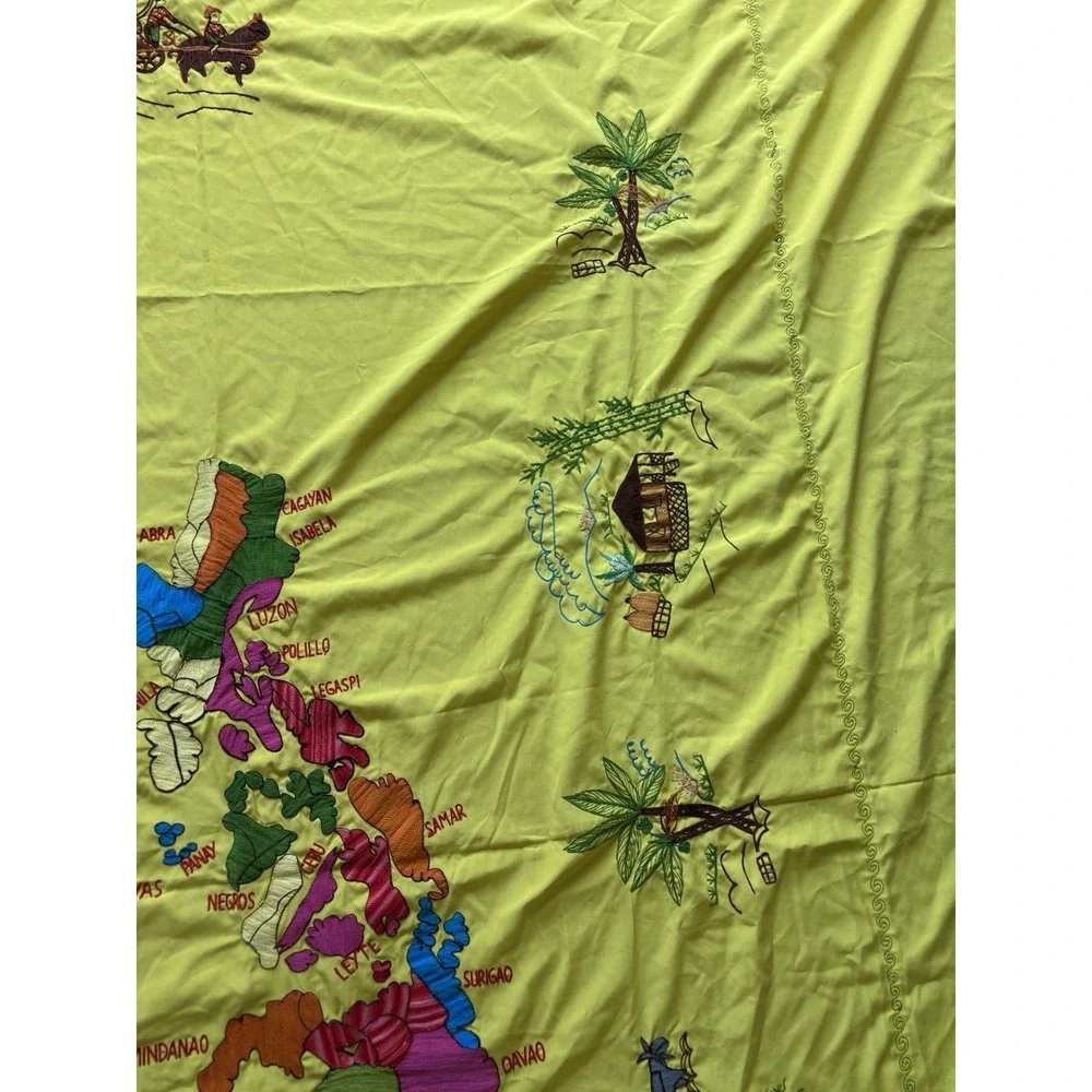 Philippine Islands Tablecloth Embroidered Map Of Philippines Tablecloth 100 x 84